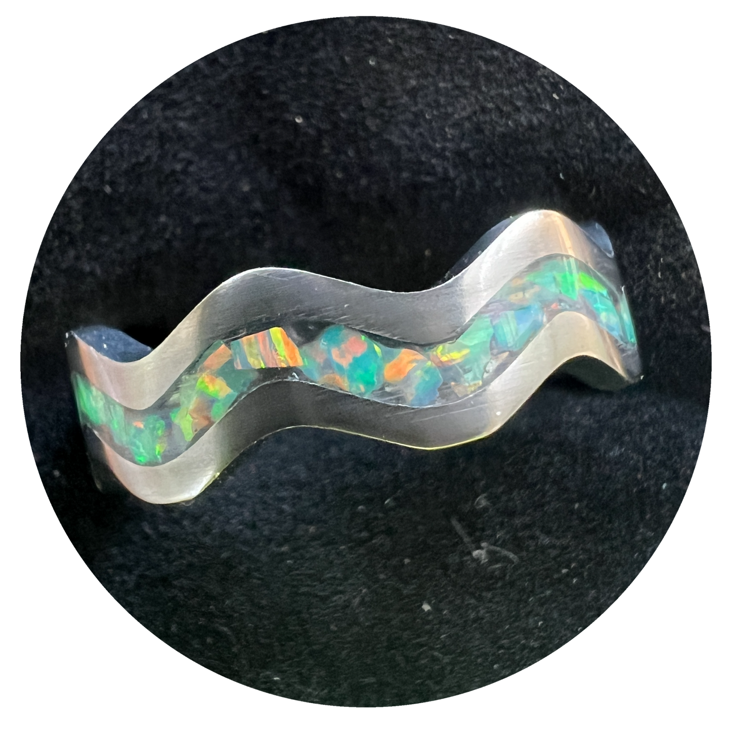 Iridescent Opal Wave Ring