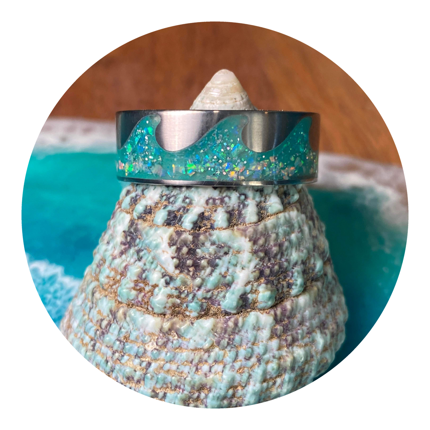 The Ocean Wave Inlay Ring dana -custom