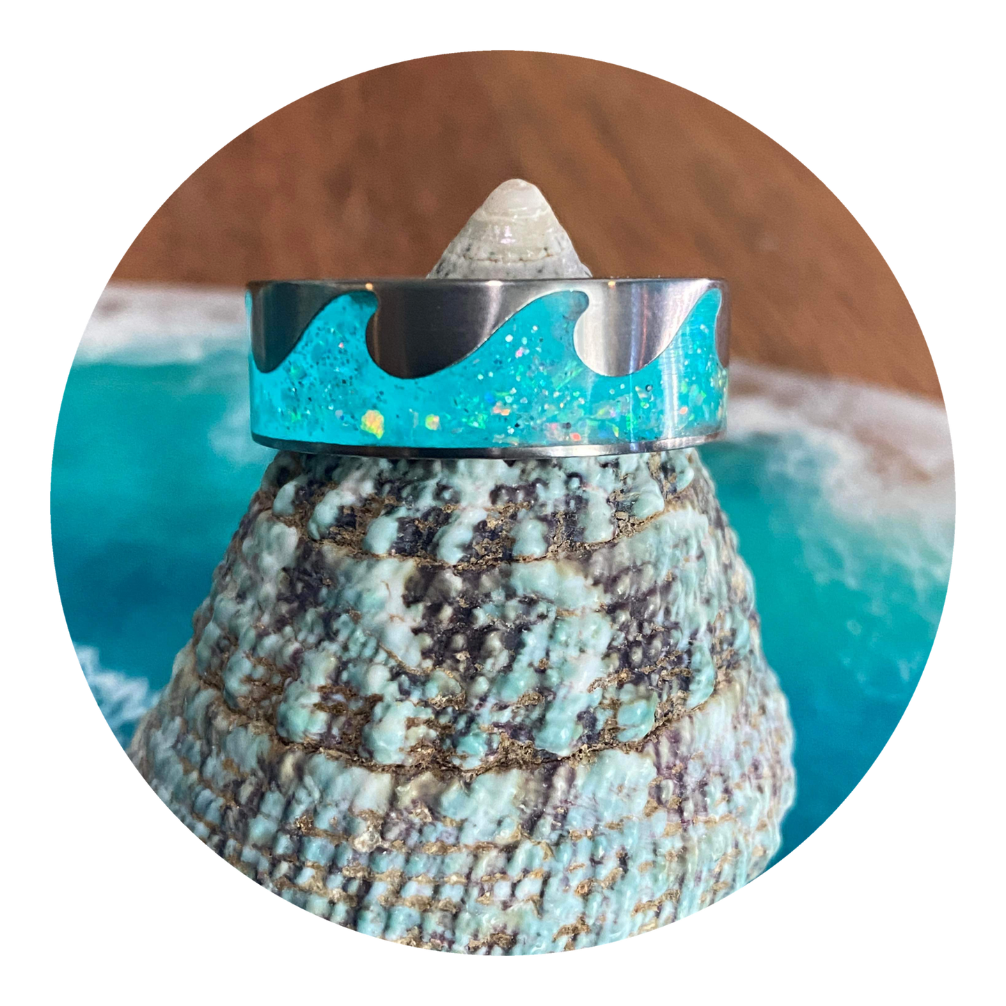 The Ocean Wave Inlay Ring dana -custom